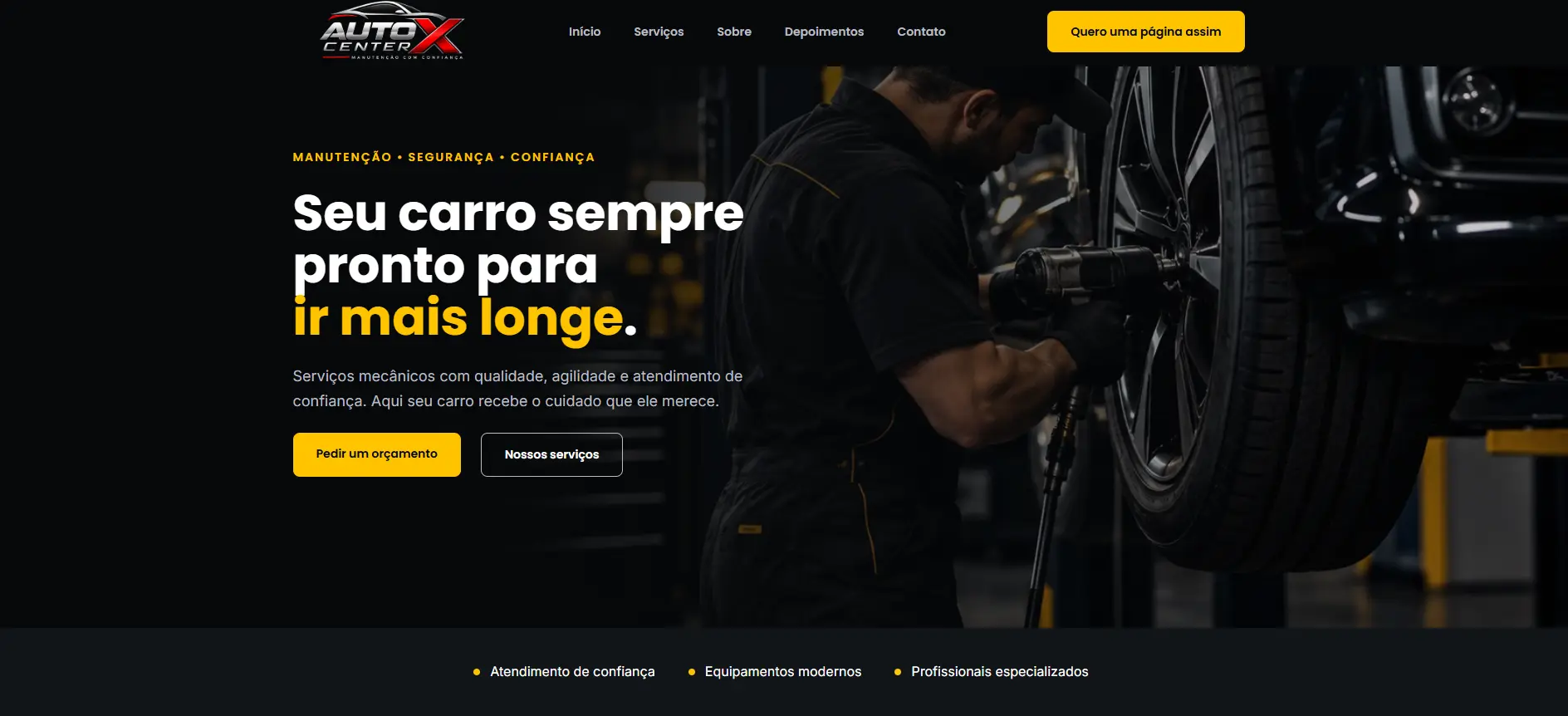 Preview do site Auto Center X — conceito automotivo