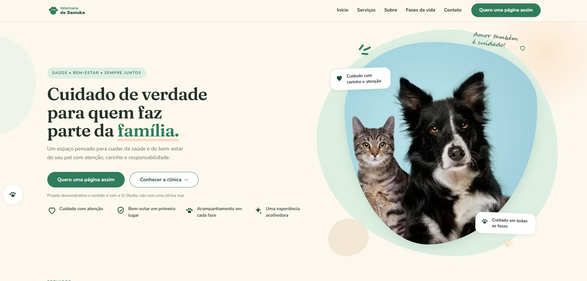 Preview do site Veterinária do Samuka — conceito veterinário